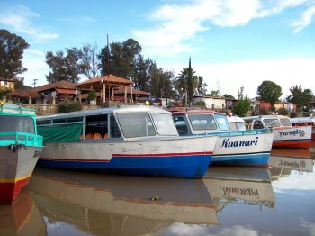 Patzcuaro dock with boats to Lake Patzcuaro islands, Michoacan