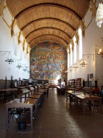 Patzcuaro library with mural, Michoacan