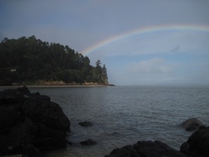 WhakateteBayRainbow Whakatete Bay north of Thames, on New Zealand's Coromandel Peninsula