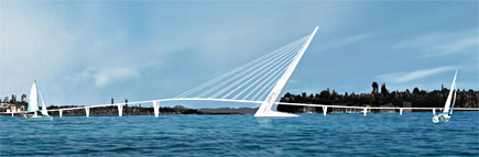 new design for Harbour Bridge spanning Waitemata Harbour between Wynyard Point near the Tank Farm on the waterfront and Onewa Road in Northcote in Aukland, New Zealand
