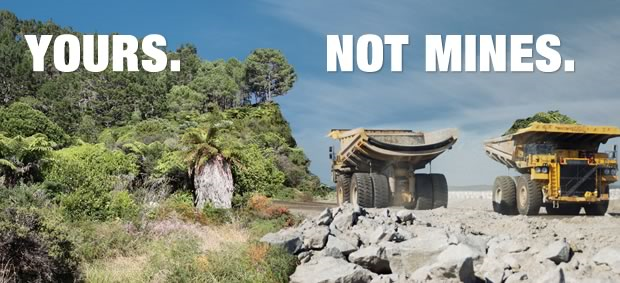 Yours Not Mines Labour Party New Zealand anti-mining protest